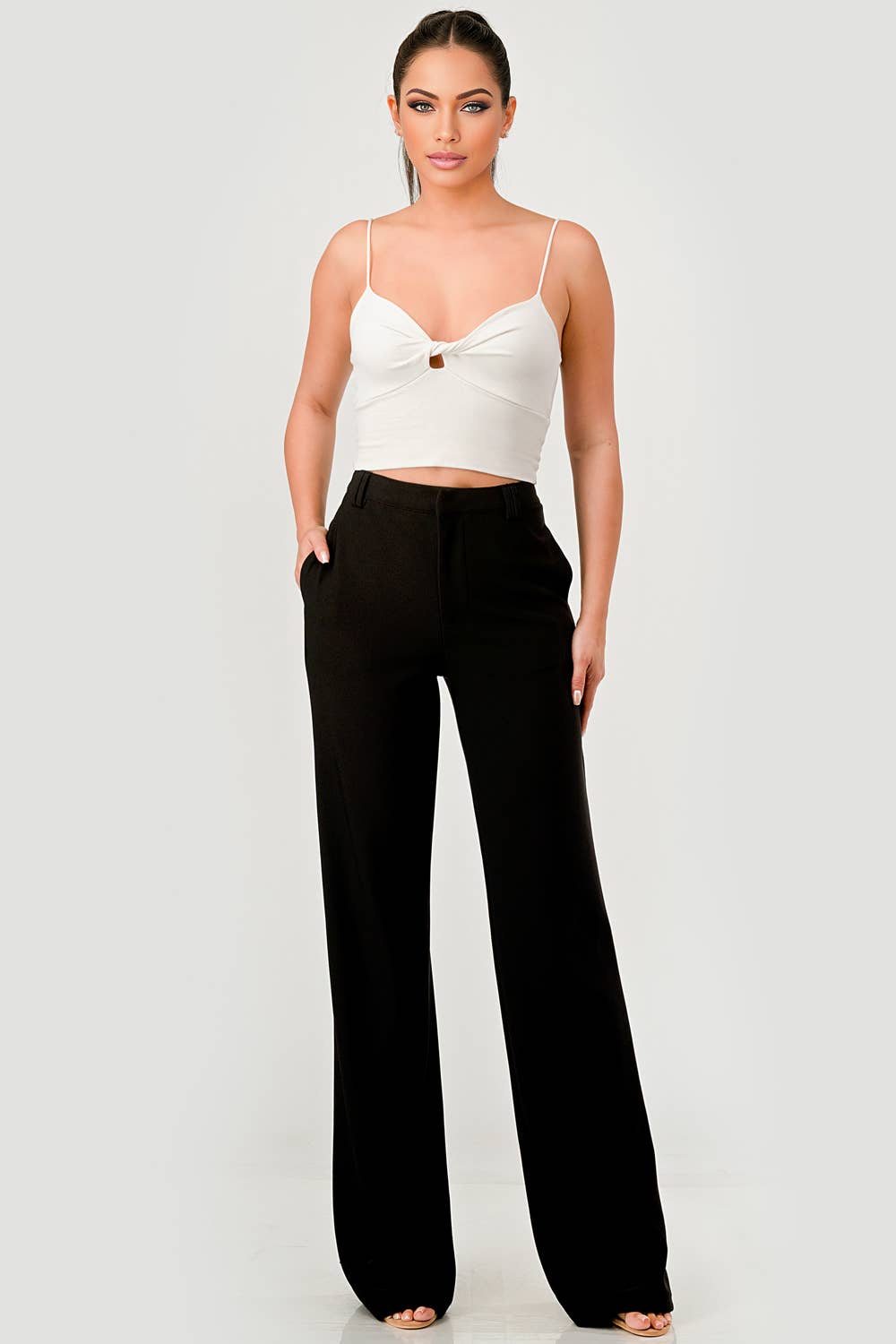 Straight Leg Dressy Pants With Hook & Eye Closure