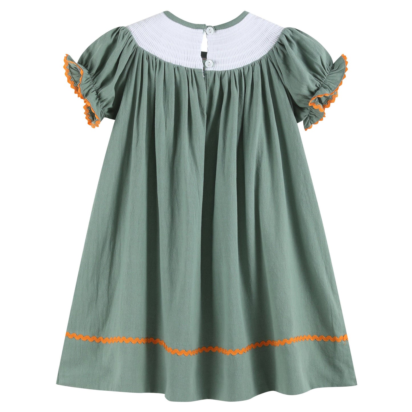 Lil Cactus Sage Green Pumpkin Smocked Bishop Dress