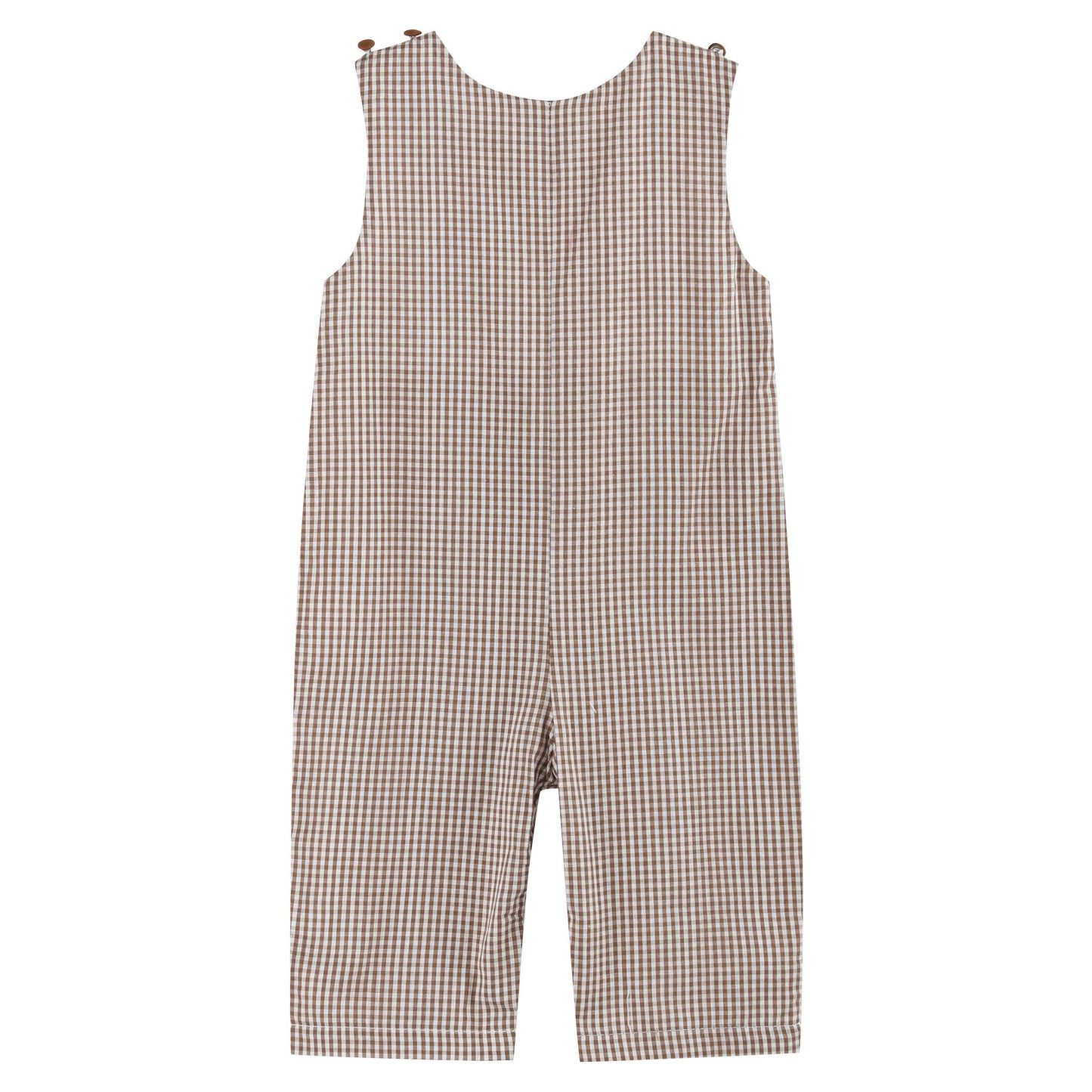 Lil Cactus Brown Gingham Pumpkin and Corn Tractor Smocked Overalls