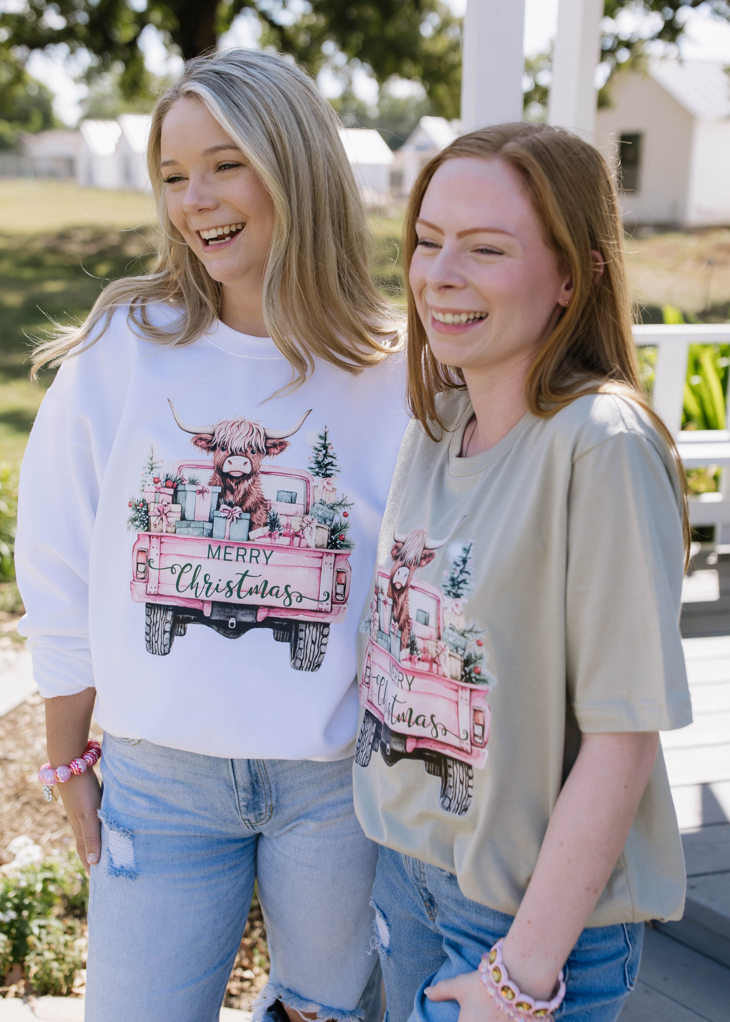 Christmas Tree Truck with a Cow Tee