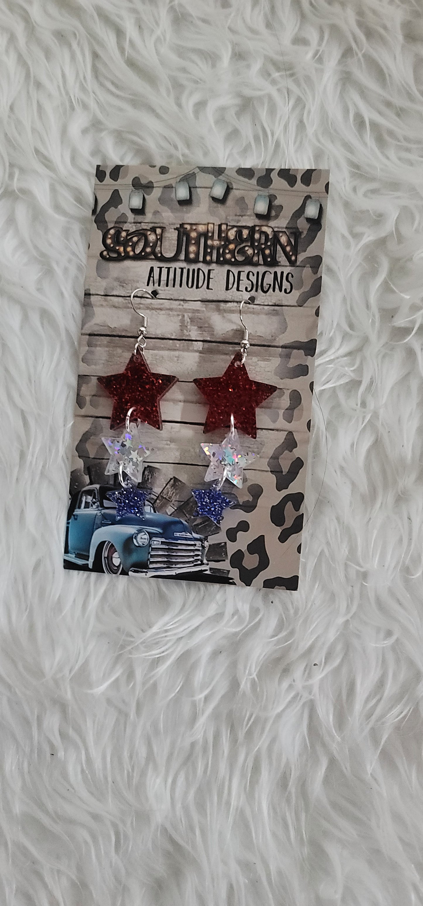 Acrylic Patriotic Stars Earrings
