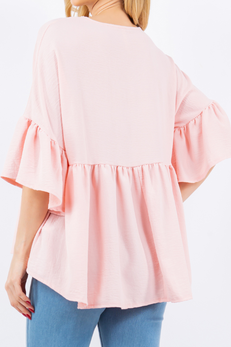 EMPIRE V-NECK TUNIC WITH BELL SLEEVES