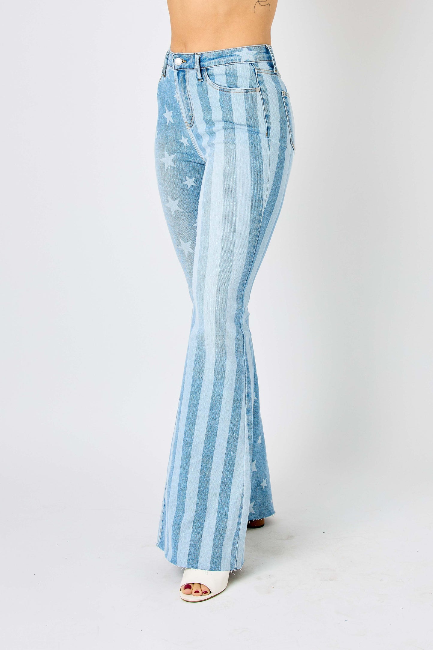 Judy Blue HW Stars & Stripes Bleach Discharge Flare