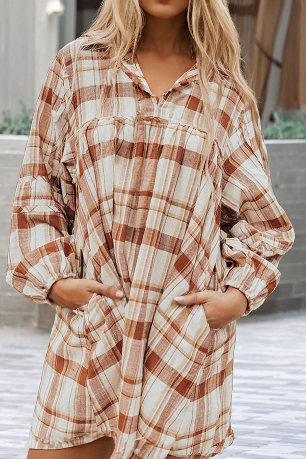 Plaid Print Babydoll Mini Dress