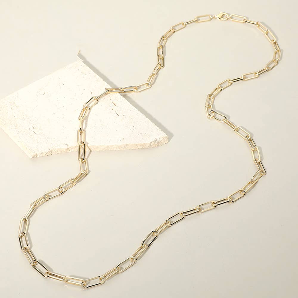 Metal Paperclip Chain Long Necklace