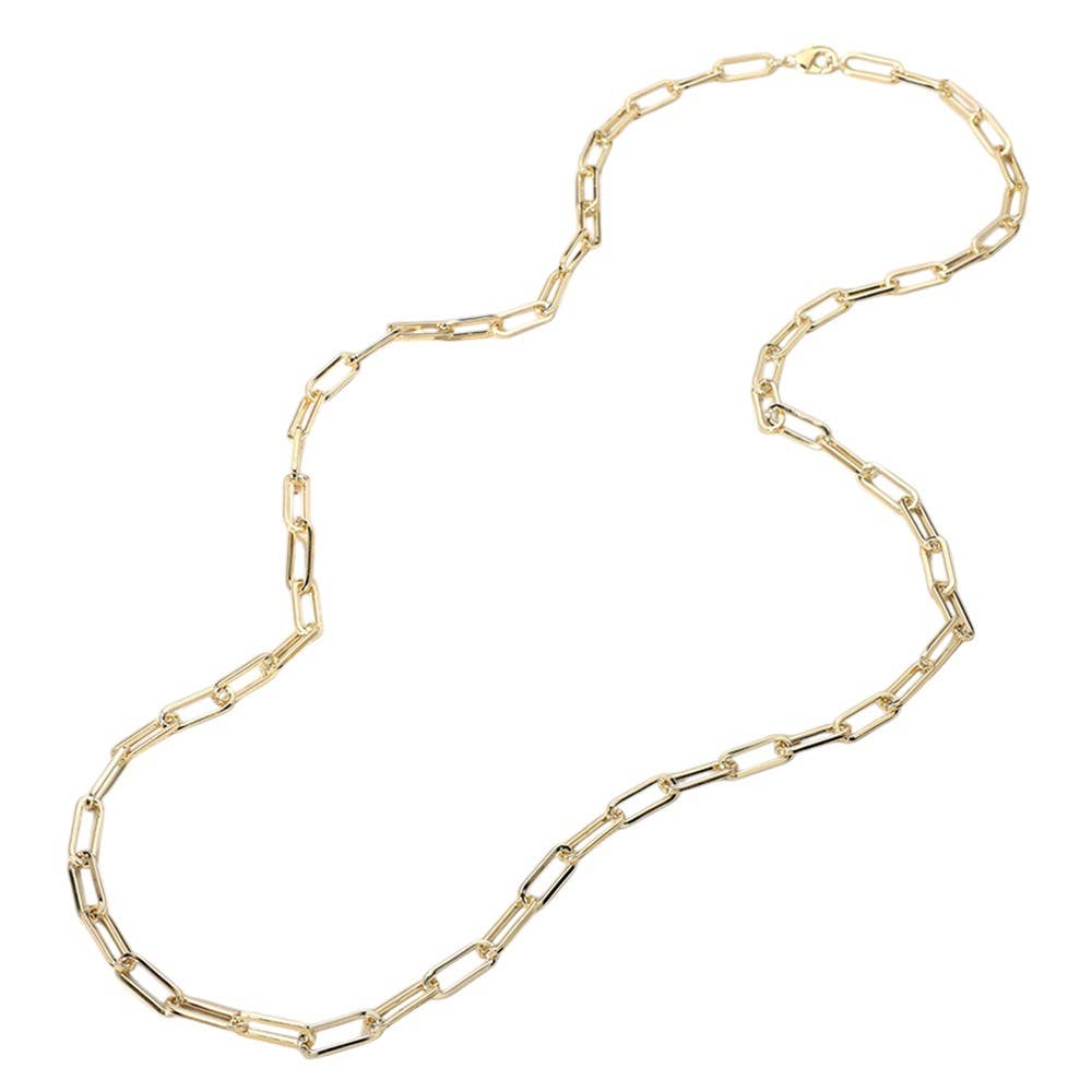 Metal Paperclip Chain Long Necklace