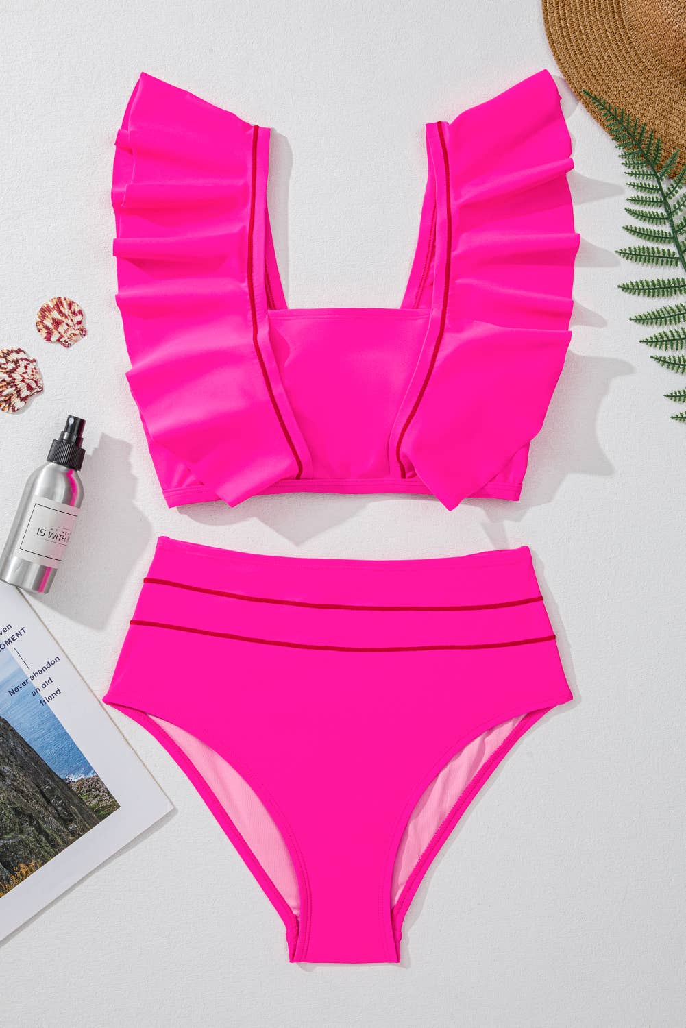 Tie Back Ruffled 2pcs Bikini Swimsuit