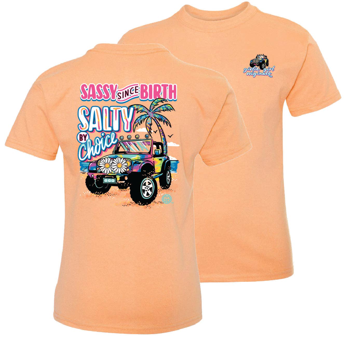Sassy Since Birth Salty by Choice Southern and Sassy Beach Short Sleeve Graphic Tee
