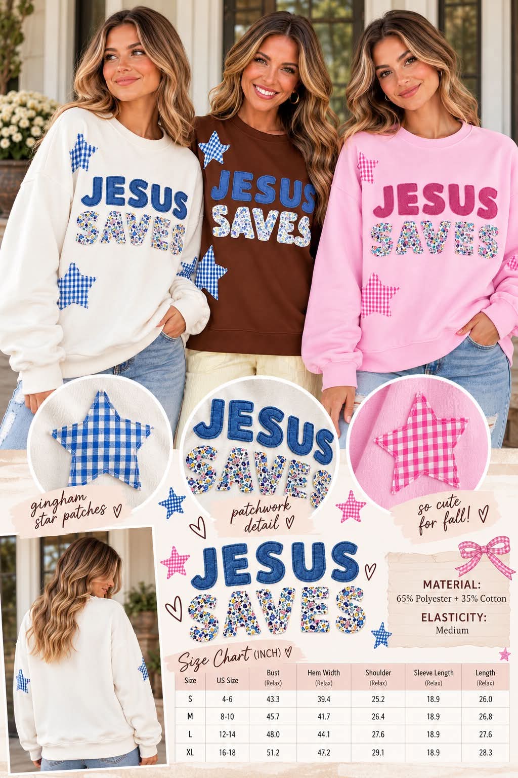 Patchwork Jesus Saves Baggy Sweatshirt Preorder
