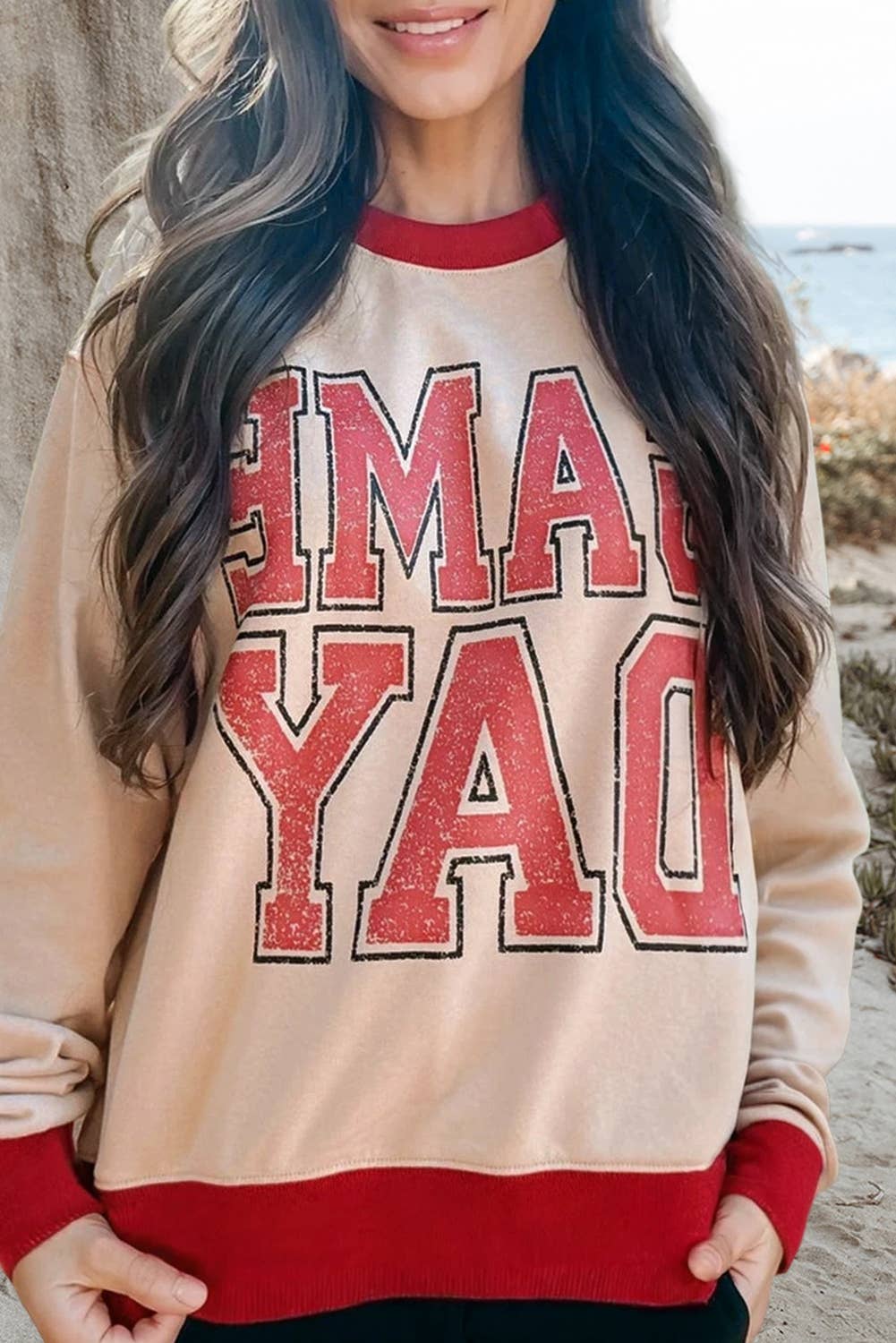 GAME DAY Graphic Contrast Strped Sweat shirt | S-XL