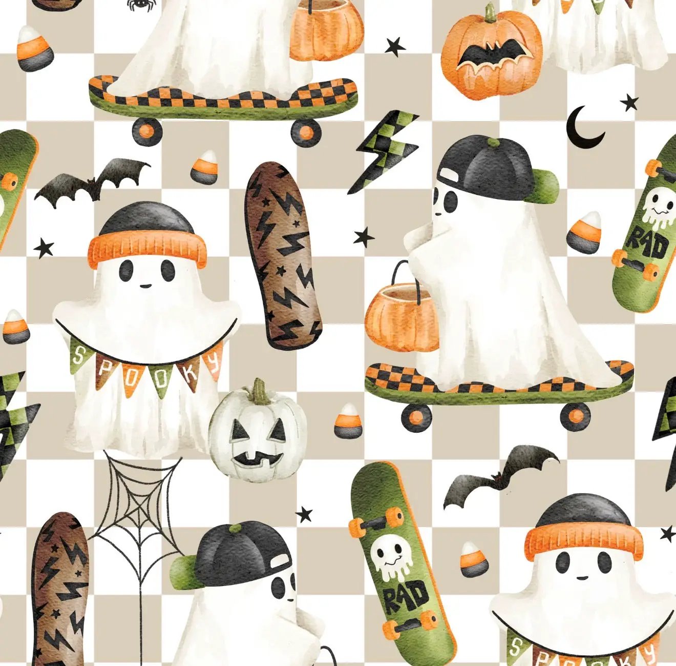 Max and Pippa | Baby Rad Skater Ghost Halloween Bamboo Convertible Zippie Pajamas
