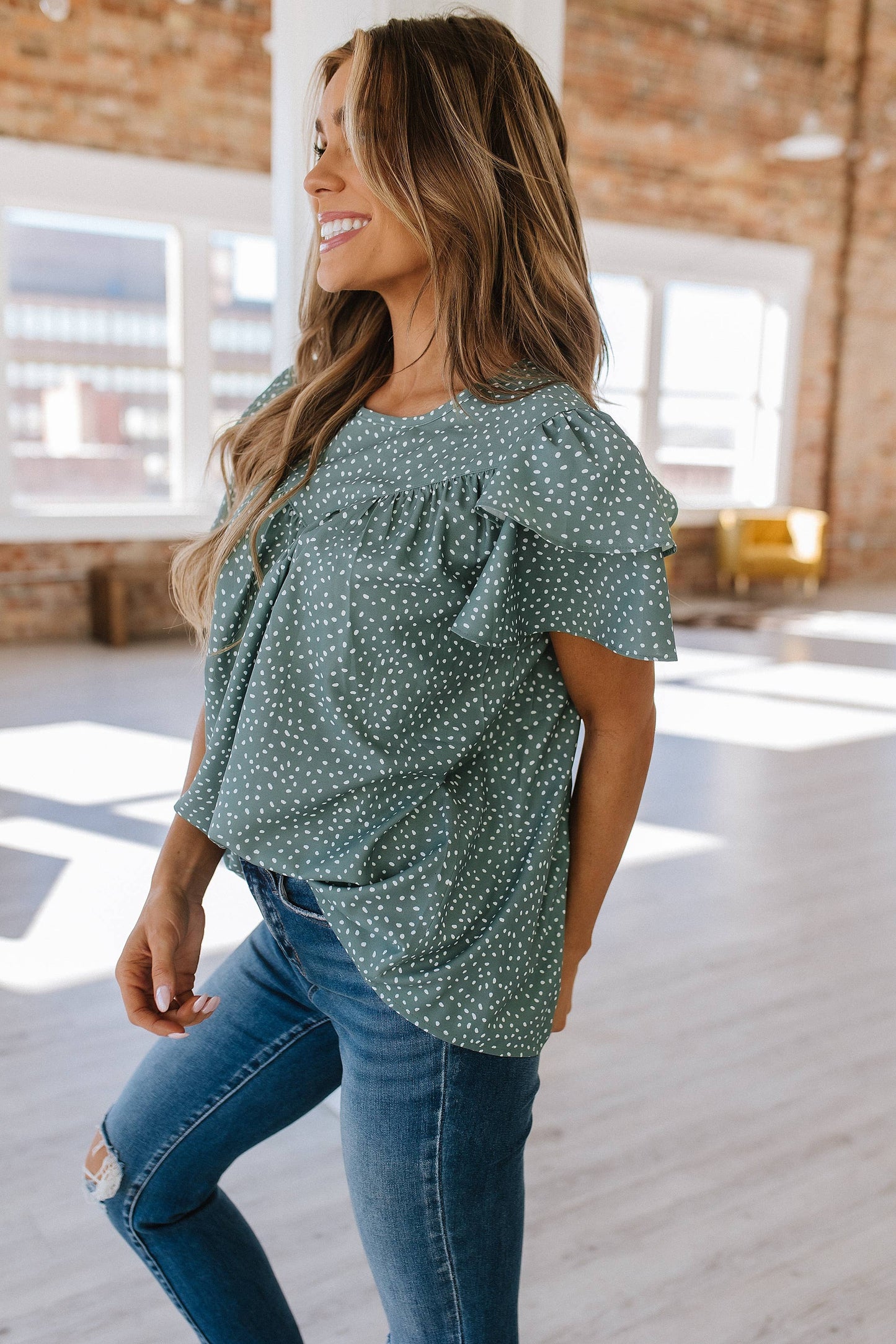Laurel Pleated Ruffle Blouse