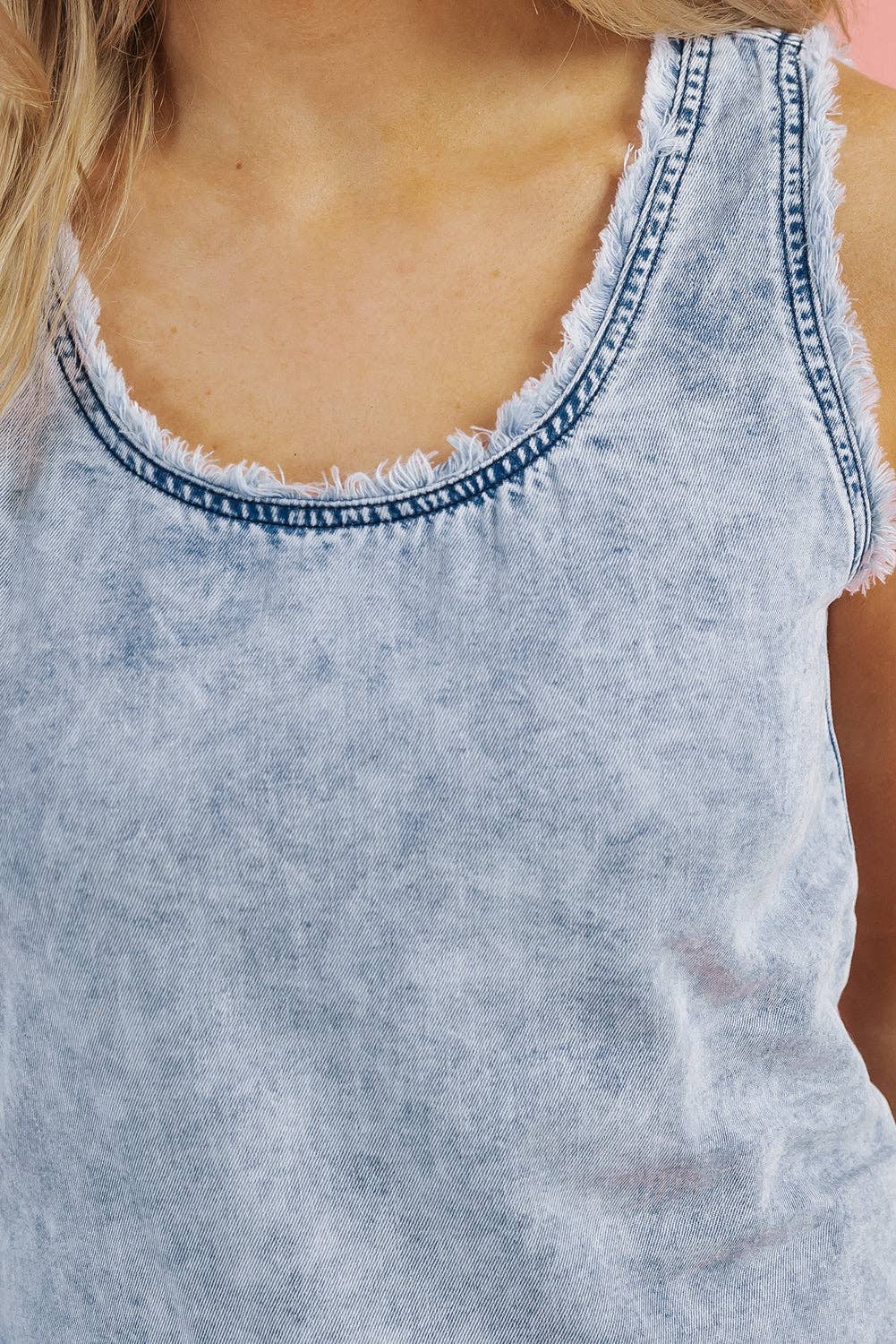 Denim Mineral Wash Sleeveless Top