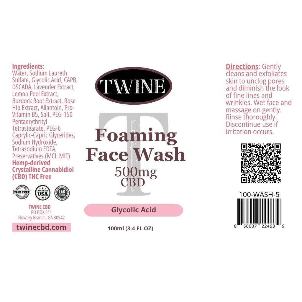 Twine 500mg CBD Foaming Face Wash with Glycolic Acid 100ml