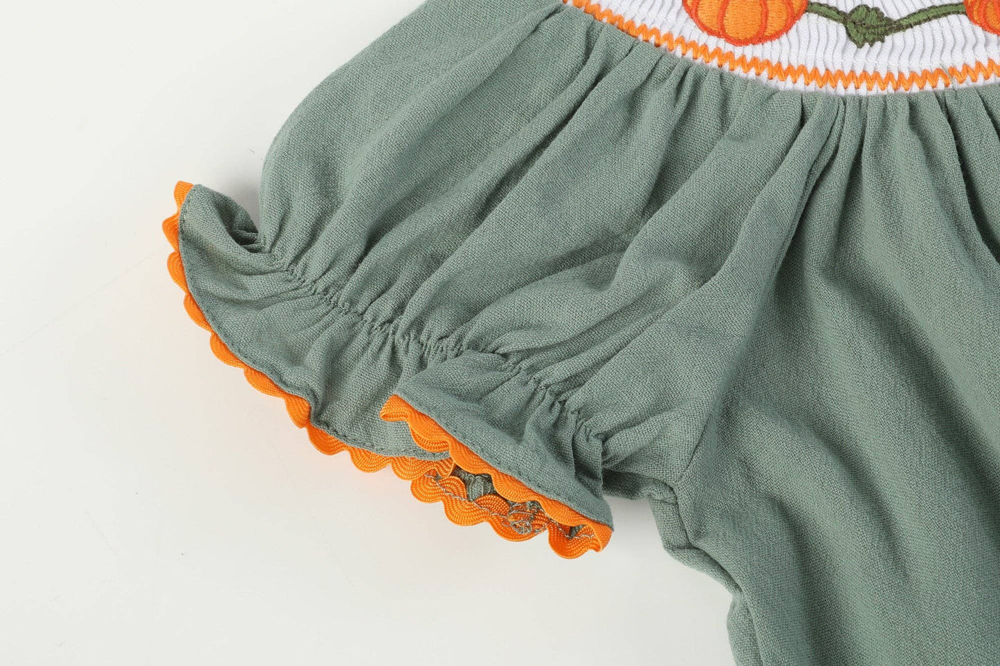 Lil Cactus Sage Green Pumpkin Smocked Bishop Dress