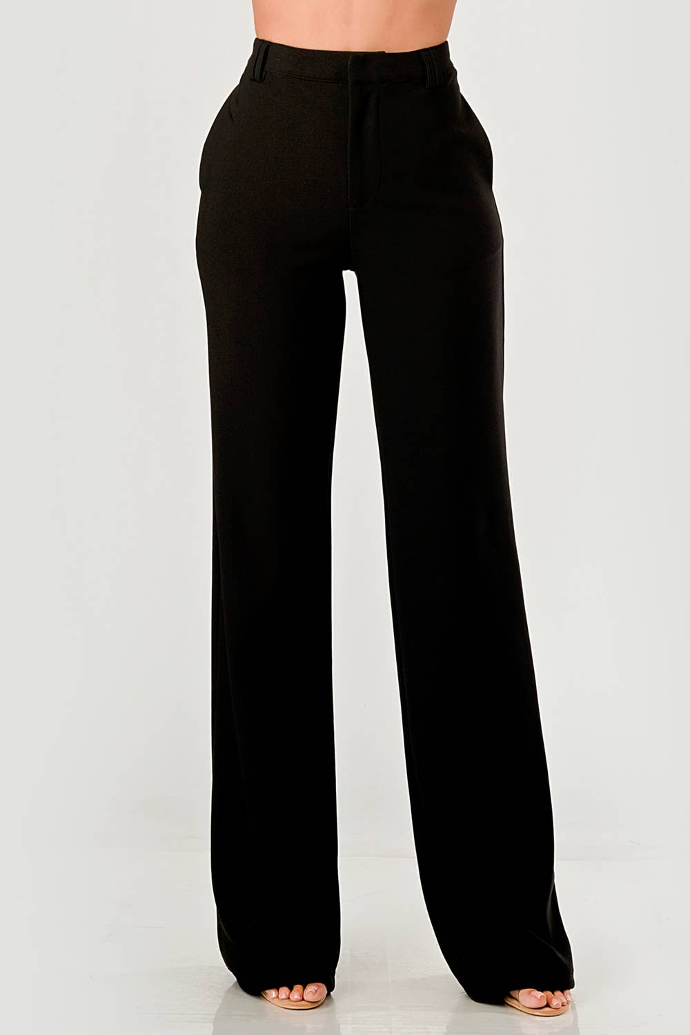 Straight Leg Dressy Pants With Hook & Eye Closure