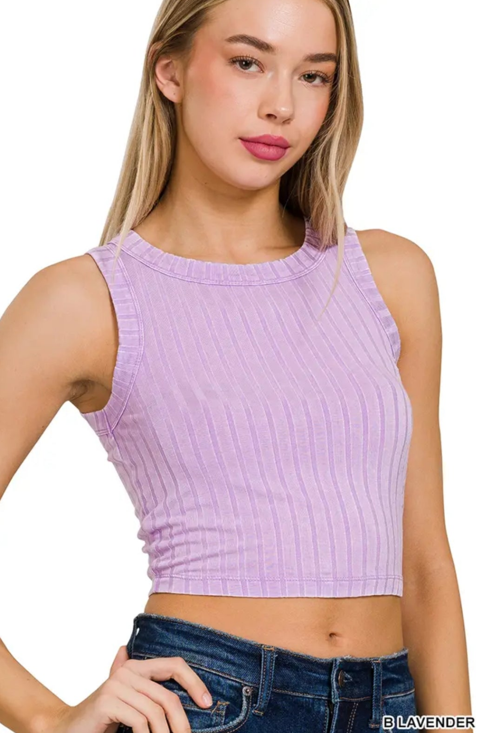 Ribbed Washed Sleeveless Cropped Tank top