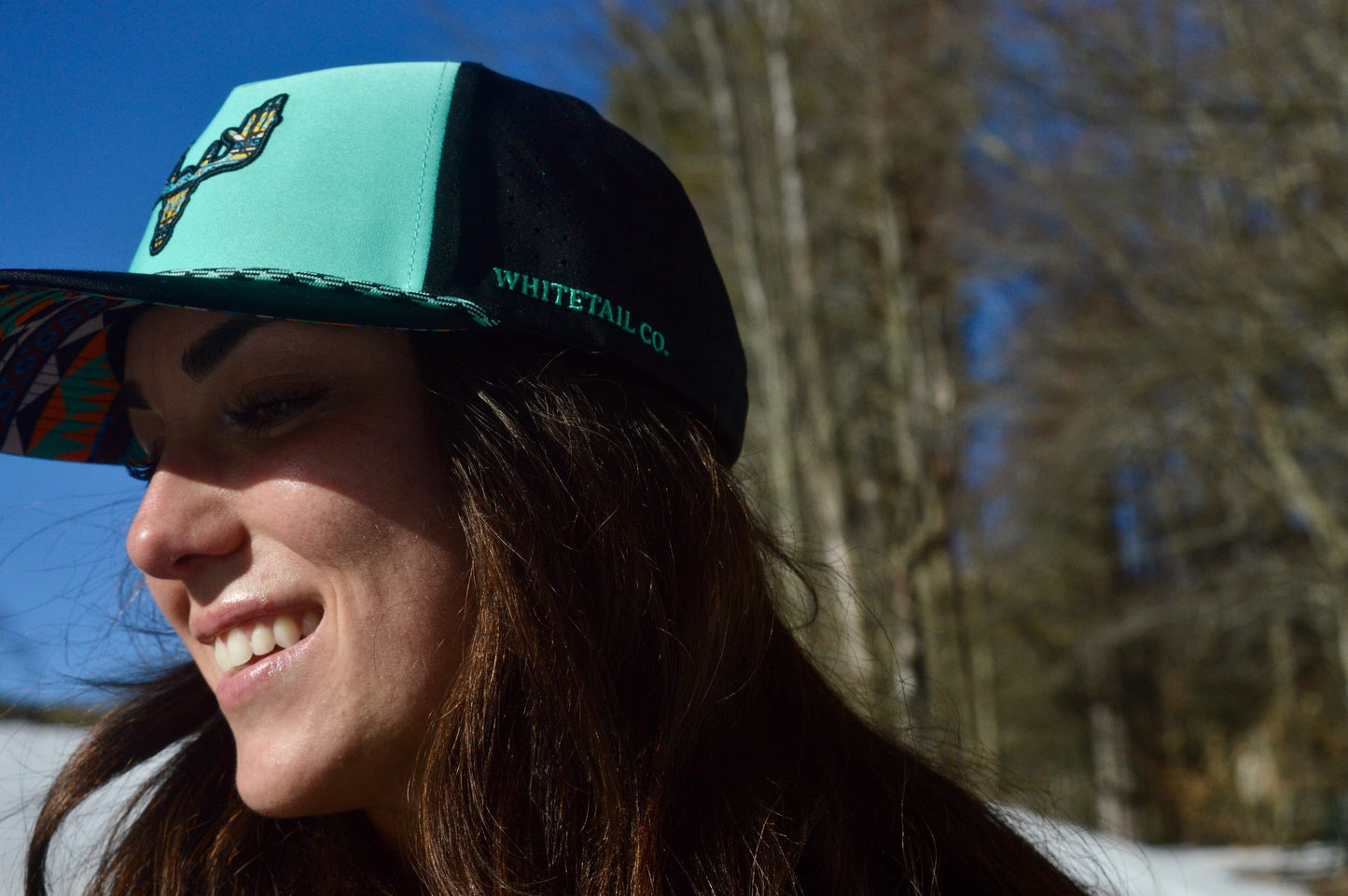 Whitetail Co. Western Buck Skull Teal Low/Mid Profile Trucker