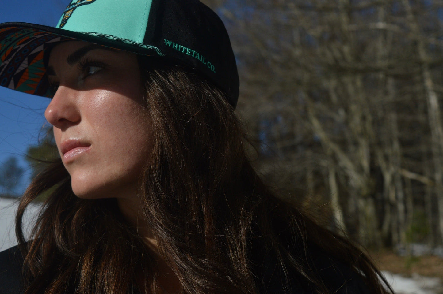 Whitetail Co. Western Buck Skull Teal Low/Mid Profile Trucker