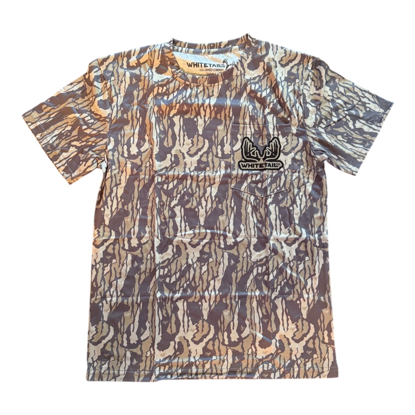 New !!! Whitetail Co. Old Tree Bark Camo Faded Pocket Tee