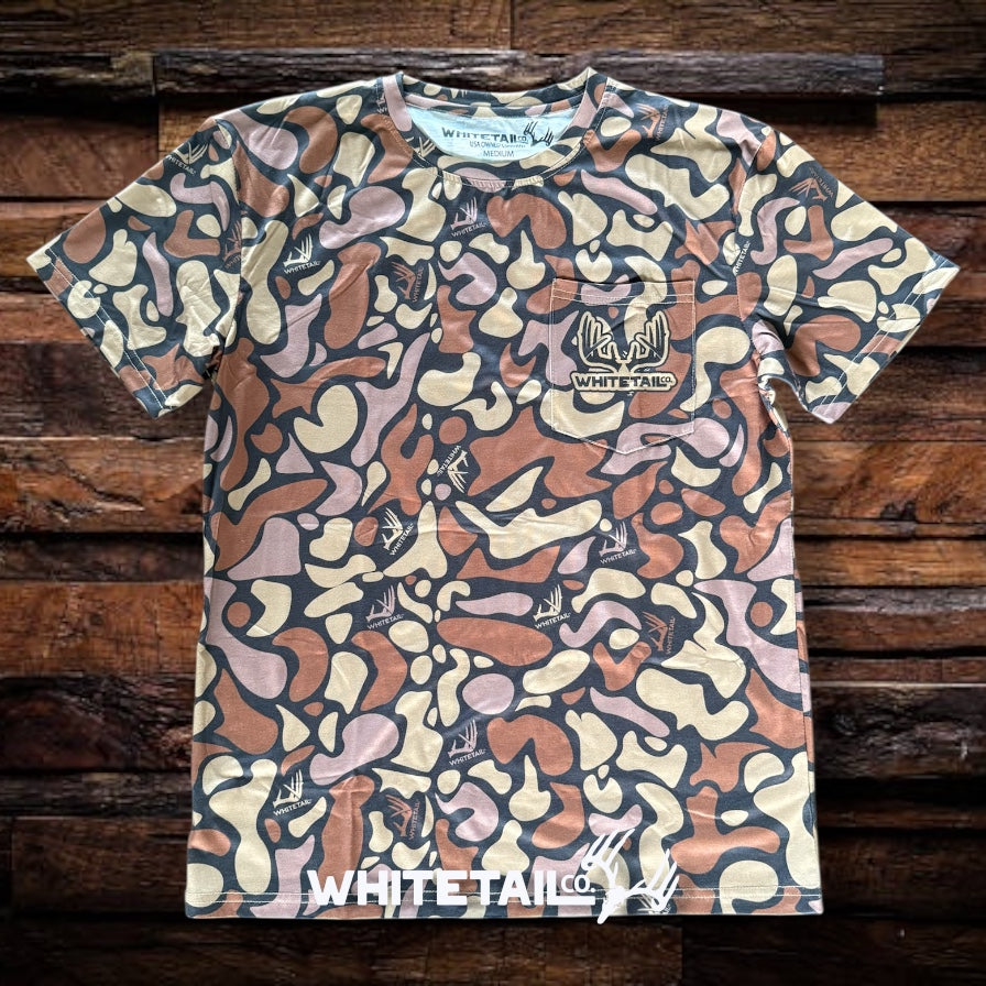New !!! Whitetail Co. Old Dark Duck Camo Faded Pocket Tee