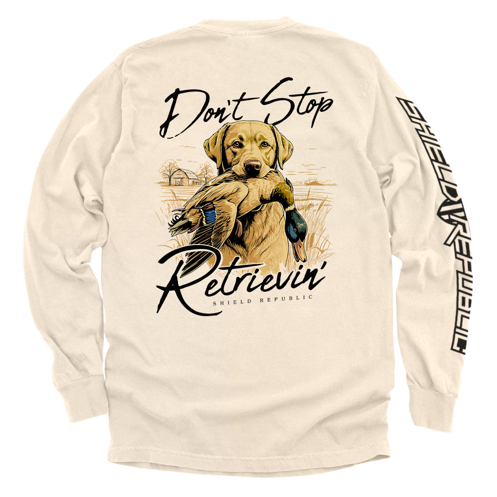 Shield Republic Don't Stop Retrievin Yellow Lab