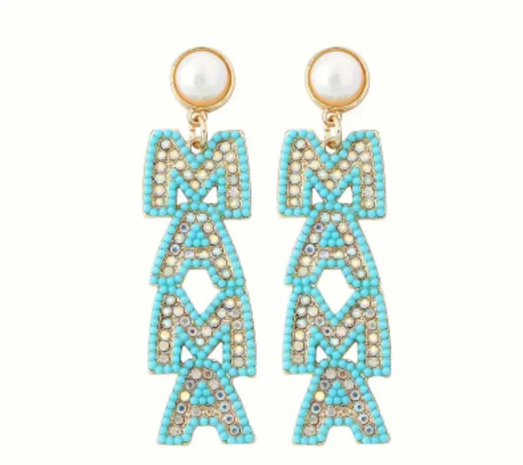 MAMA letter dangle earrings