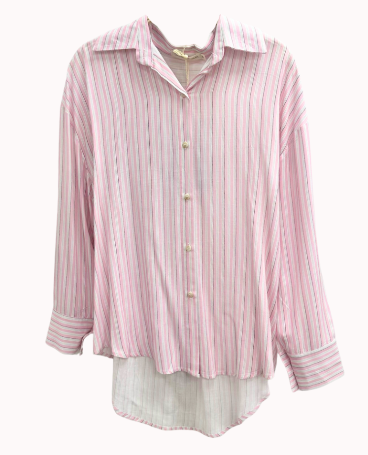 Grace & Emma The Kathryn Button-Up, Striped Pink