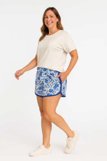 Grace & Emma Go-Getter Shorts, Blue Floral