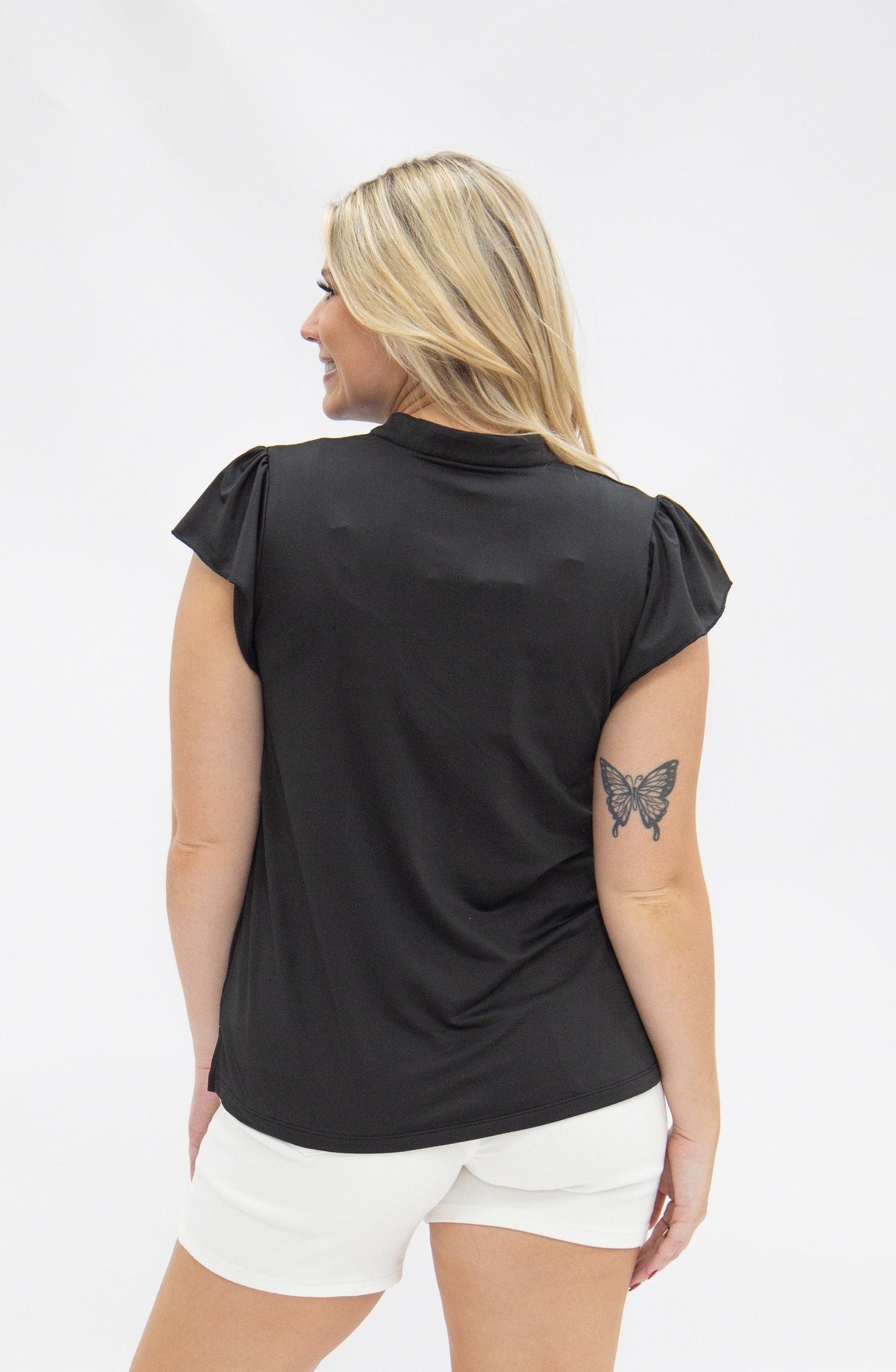 Grace & Emma The Nicole V-Neck Top, Black