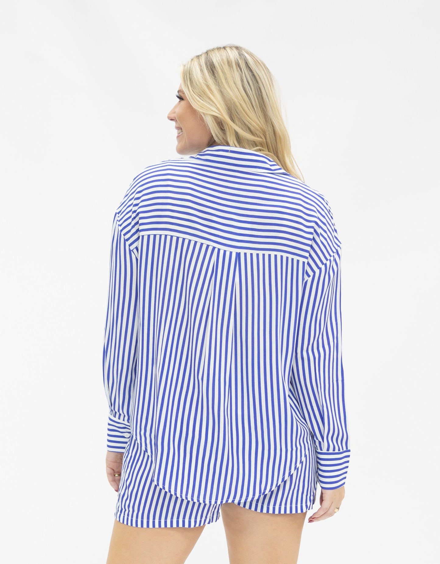 Grace & Emma Kathryn Classic Button-Up, Blue Stripe