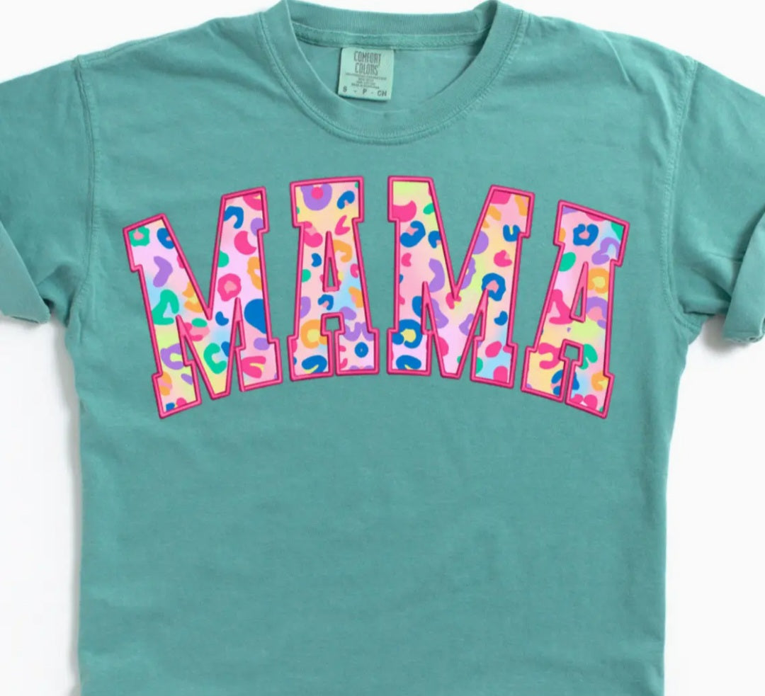 Seafoam Leopard Mama T-Shirt