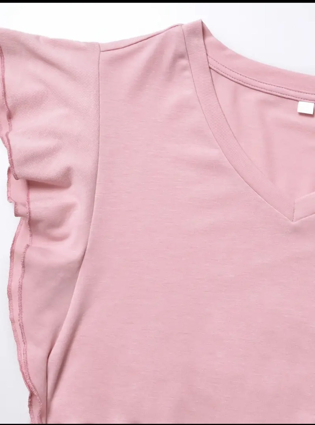 Stylish Maternity Summer Tee - Elegant Ruffled V-neck, Skinny Fit, Cotton Stretch Comfort