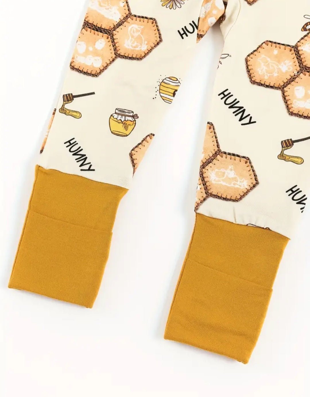 Bamboo Fiber Infant Bodysuit - Adorable Bee & Honey Print, Long-Sleeve Sleeper