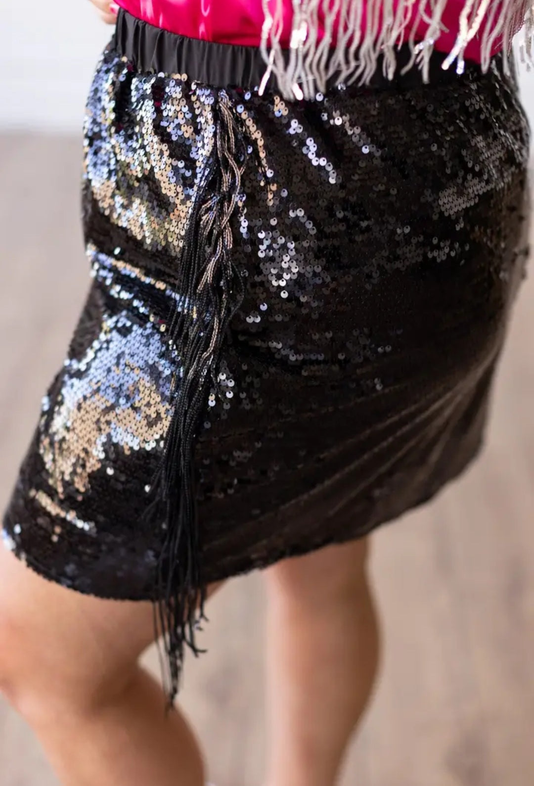 Known To Flaunt It Fringe Skirt- Black