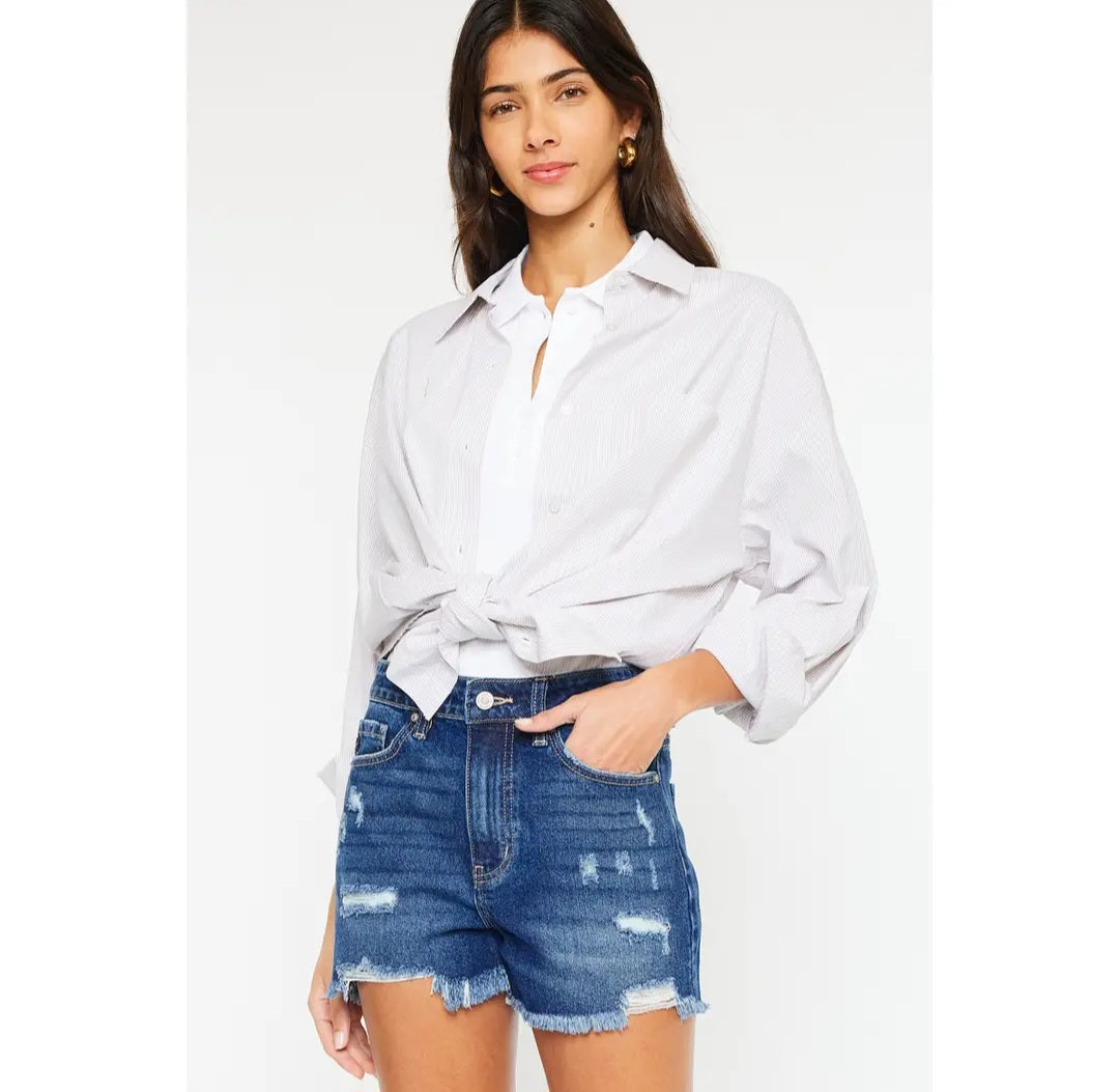 Kan Can High Rise Blue Jean Shorts ( Refer to Size chart- fit small)