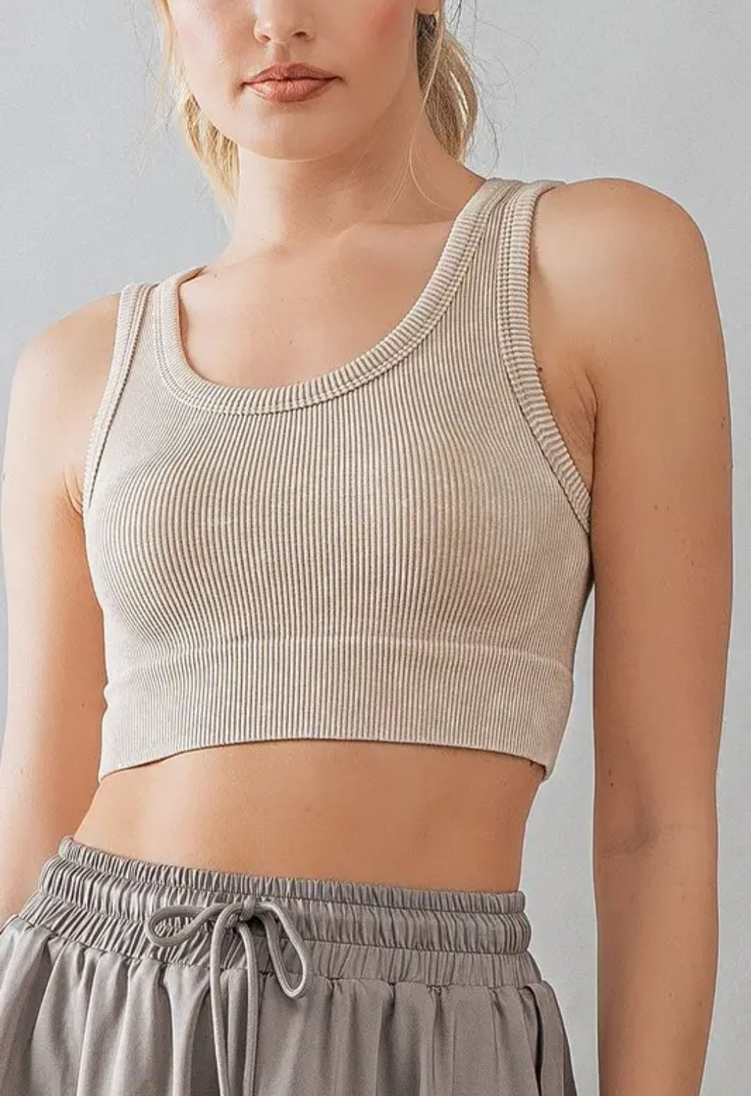 Mineral Wash Crop Rib Tank Top