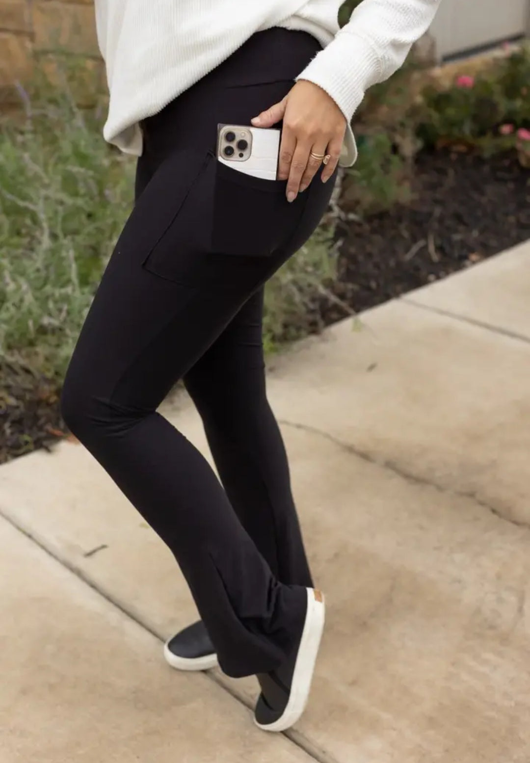 Black Flare Leggings with Pockets