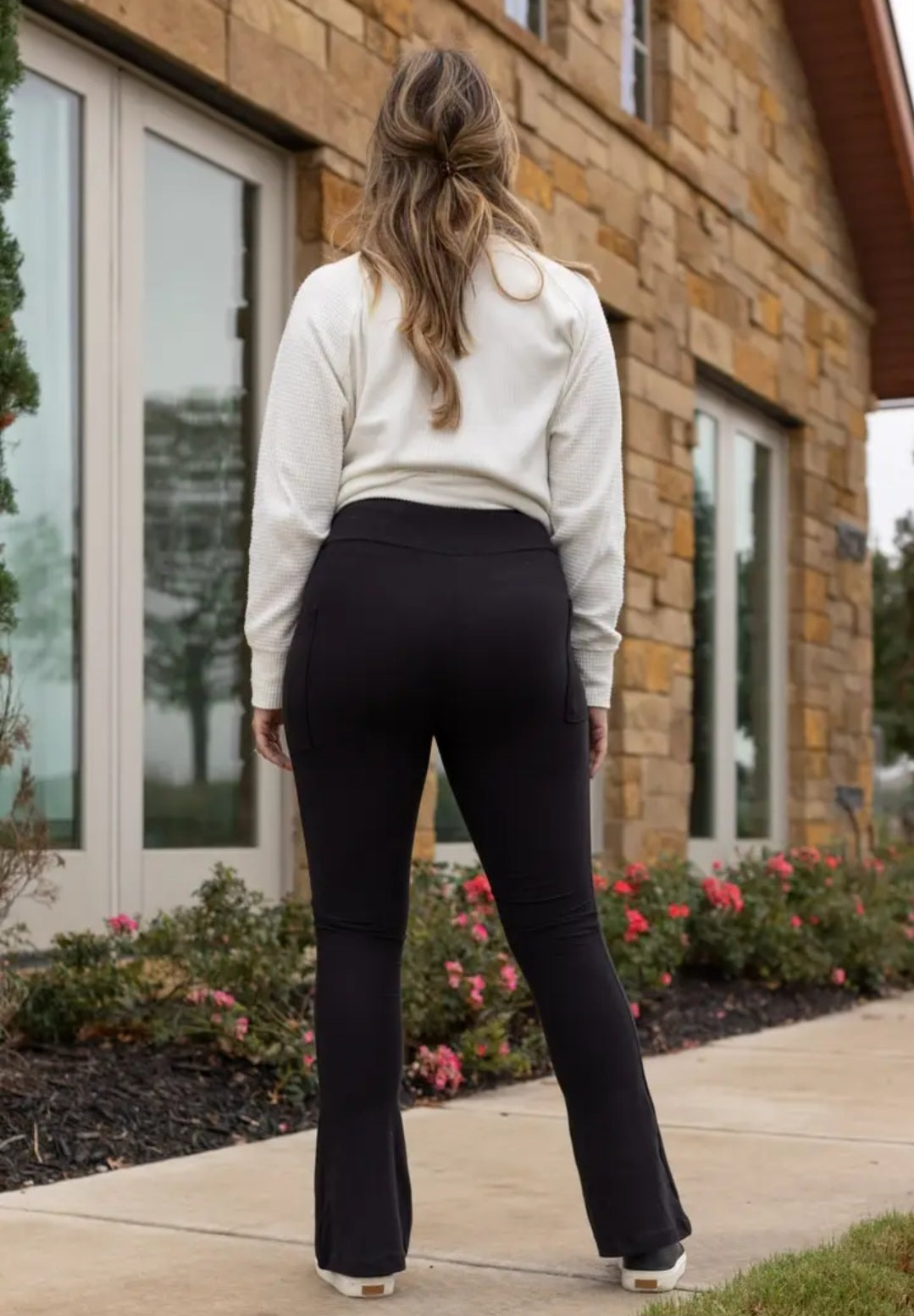 Black Flare Leggings with Pockets
