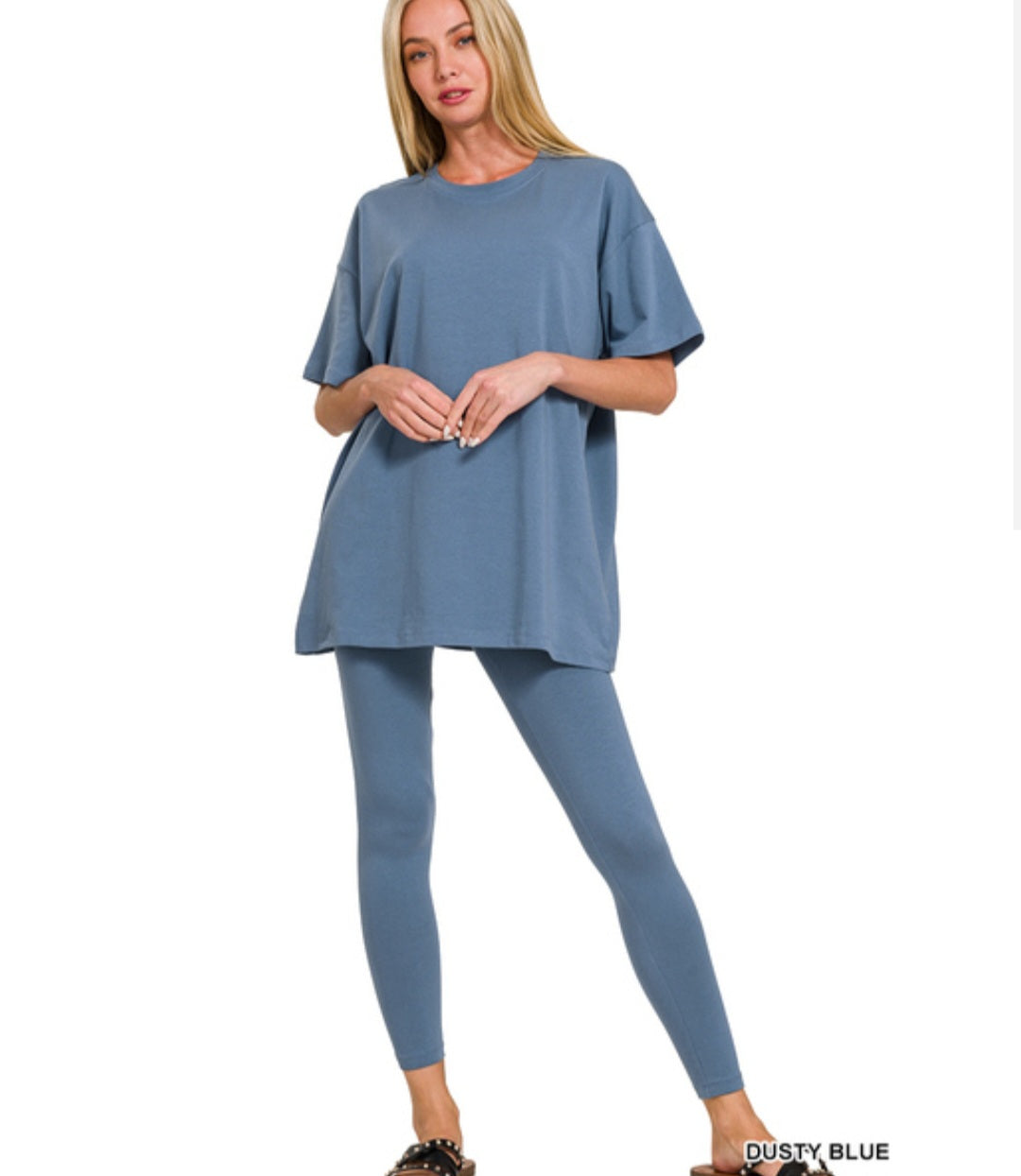 Zenana Cotton round neck top & legging set