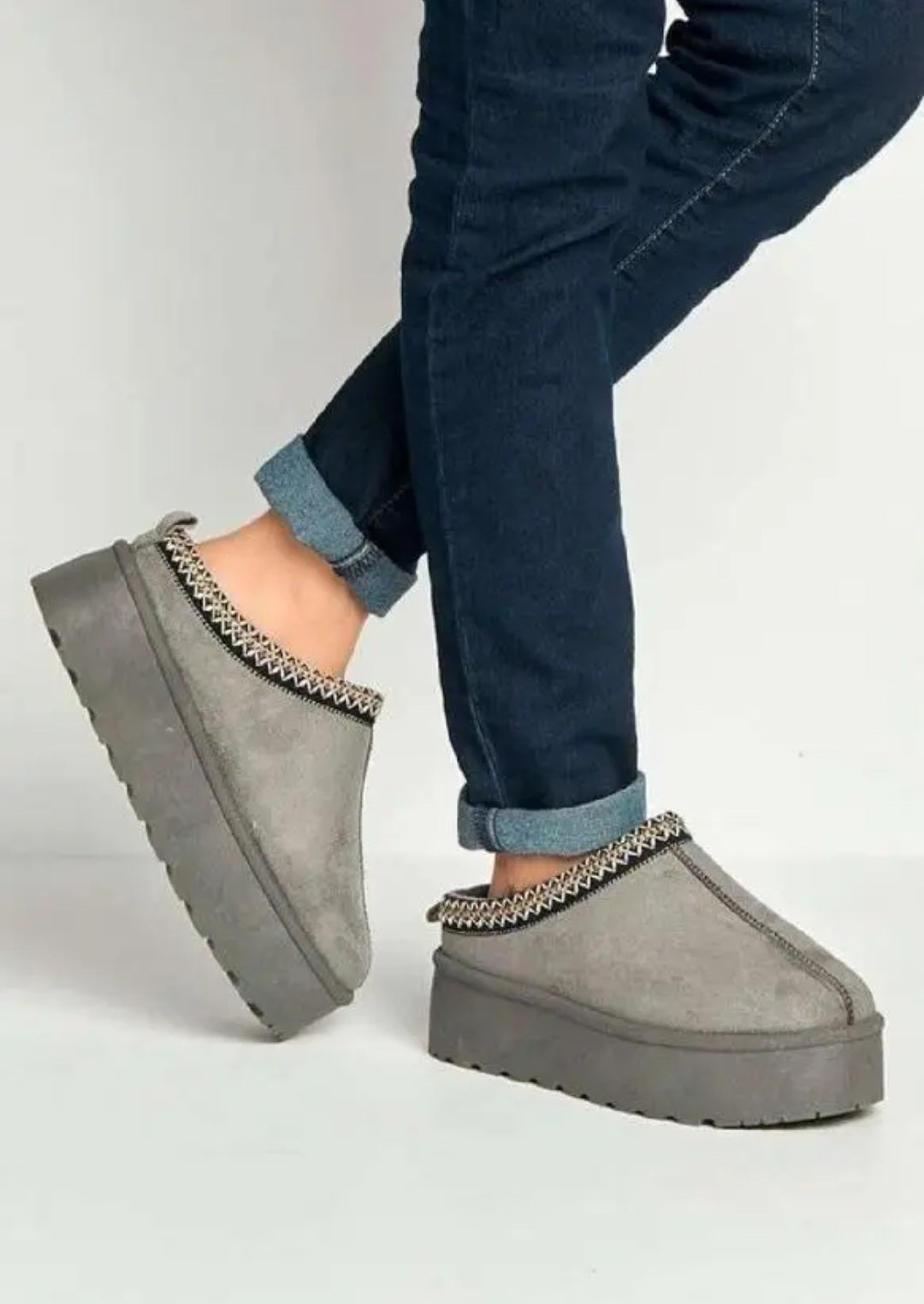 FAUX FUR PLATFOM SLIPPERS COZY FLUFFY ANKLE BOOTS