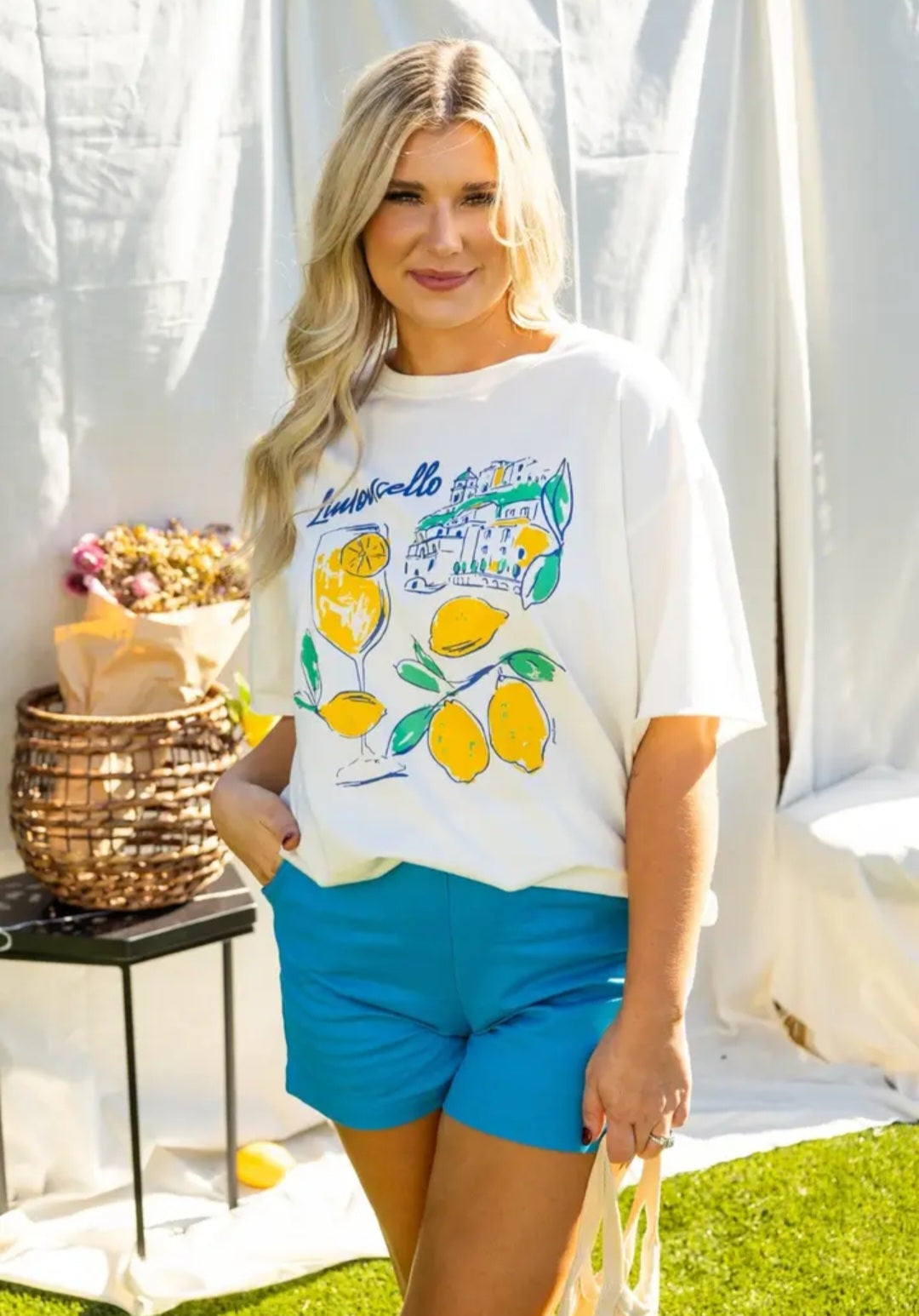 Grace+Emma Linen Shorts- Blue