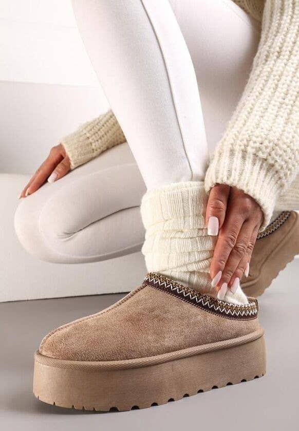 FAUX FUR PLATFOM SLIPPERS COZY FLUFFY ANKLE BOOTS