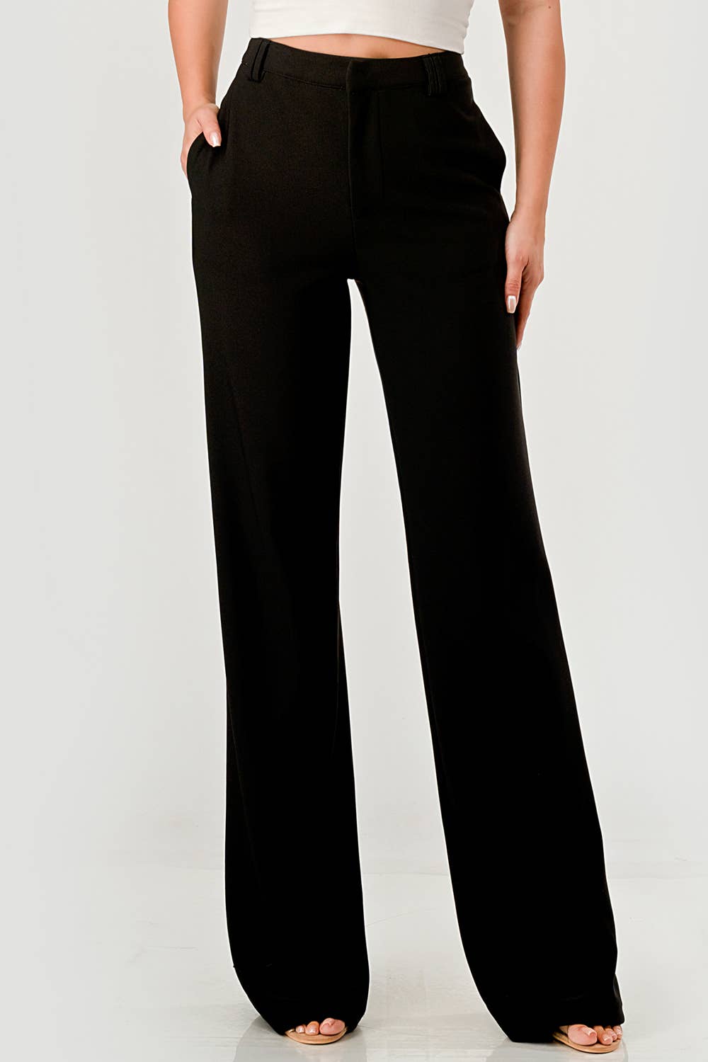 Straight Leg Dressy Pants With Hook & Eye Closure