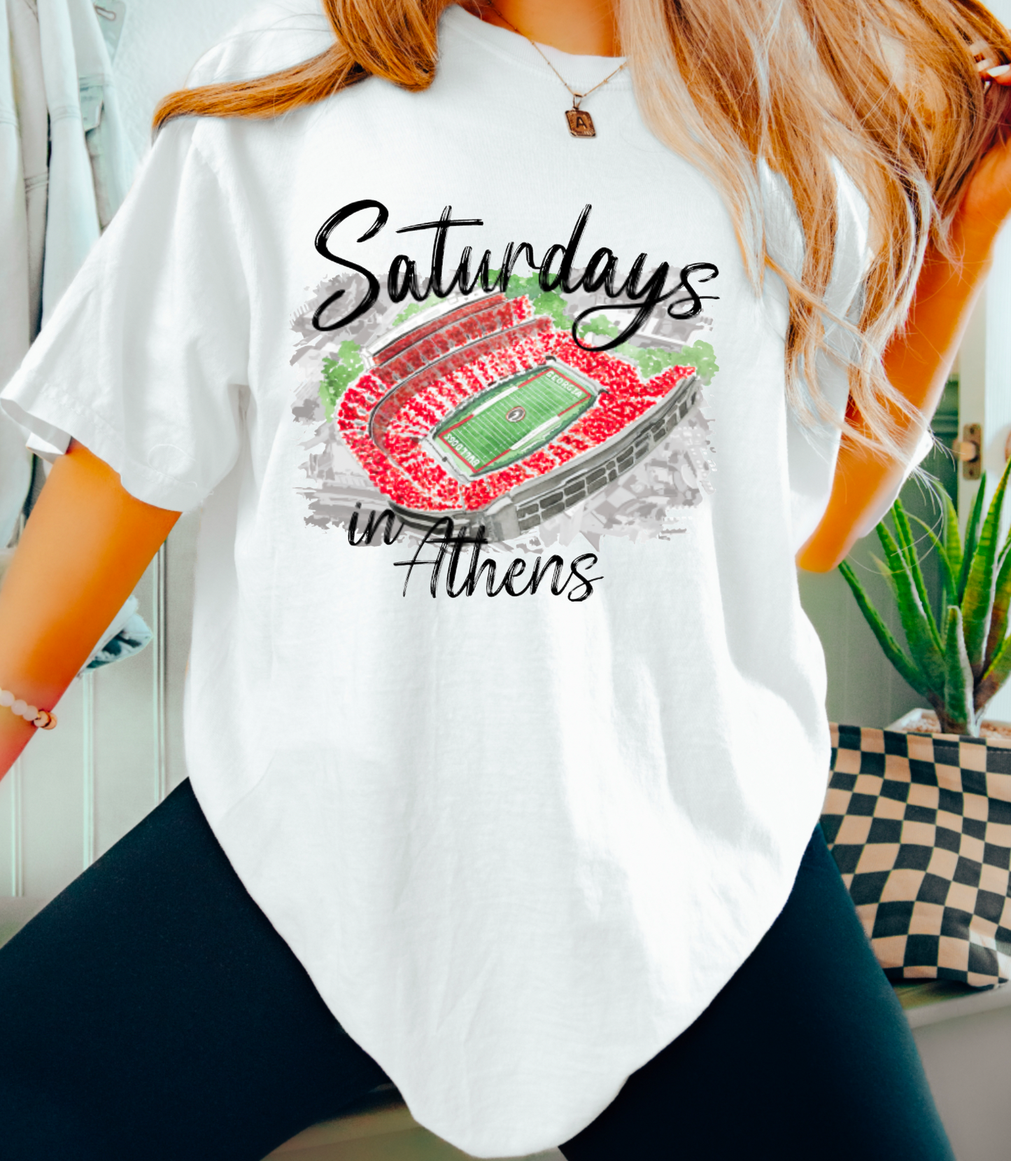 Saturdays In Athens Football Graphic Tee Georgia Bulldogs