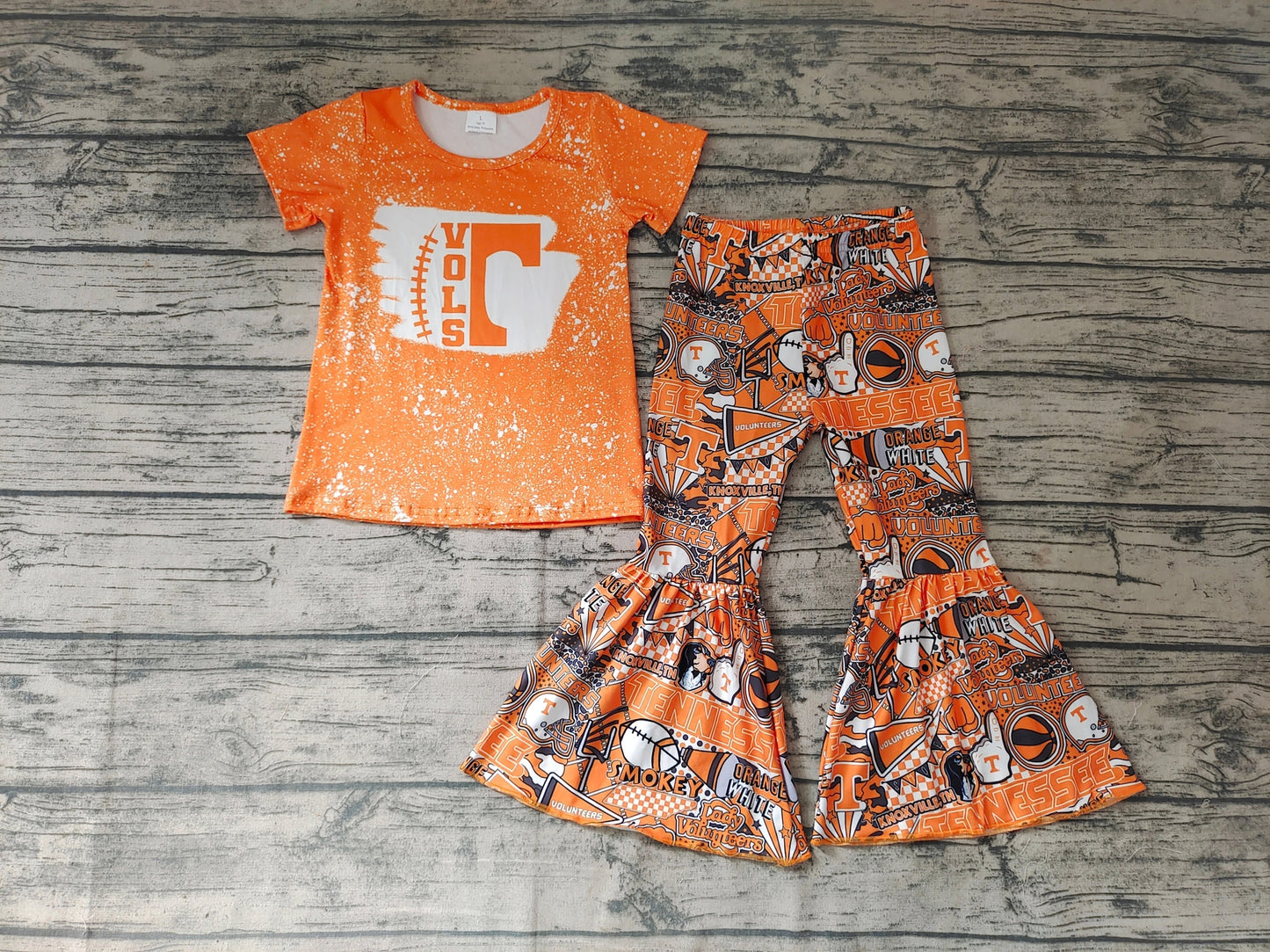 Girls Tennessee Orange Football Bell Pants Clothes Sets