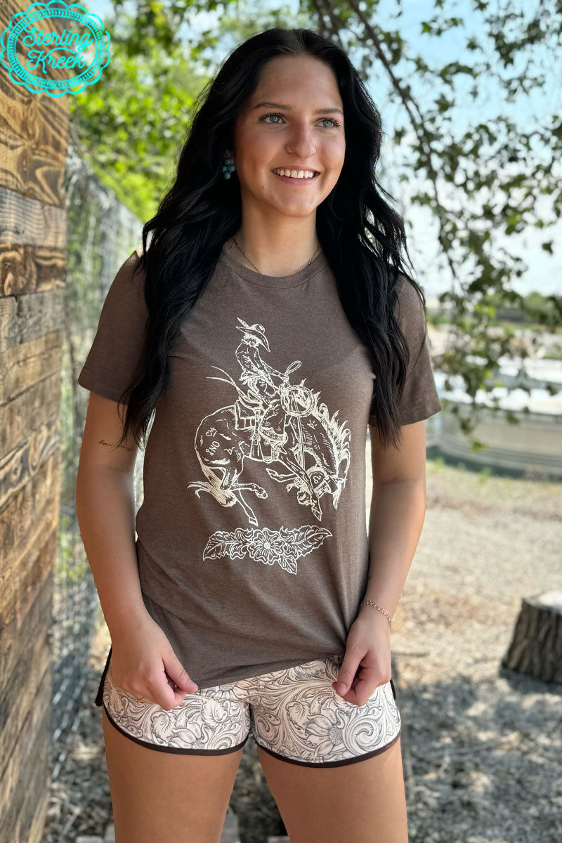 Buckin Bronc Brown Tee
