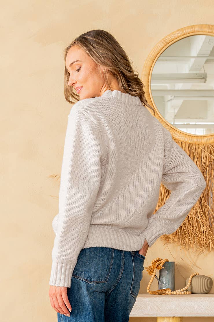 Relaxed Fit Soft Knit Crew Neck Sequin Sweater