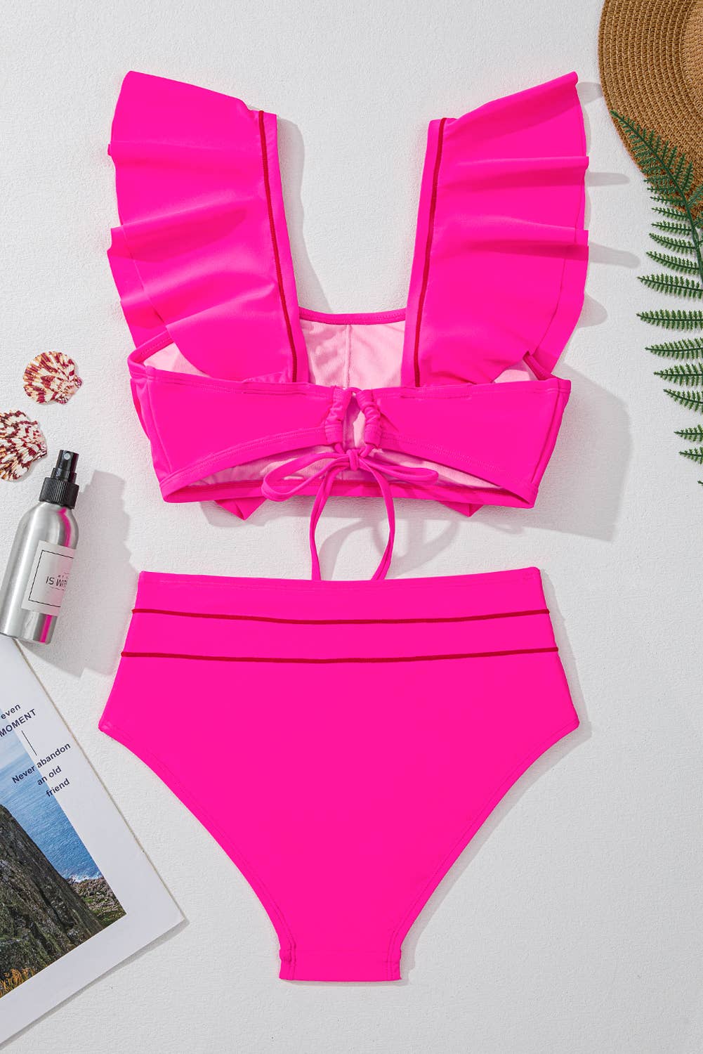 Tie Back Ruffled 2pcs Bikini Swimsuit