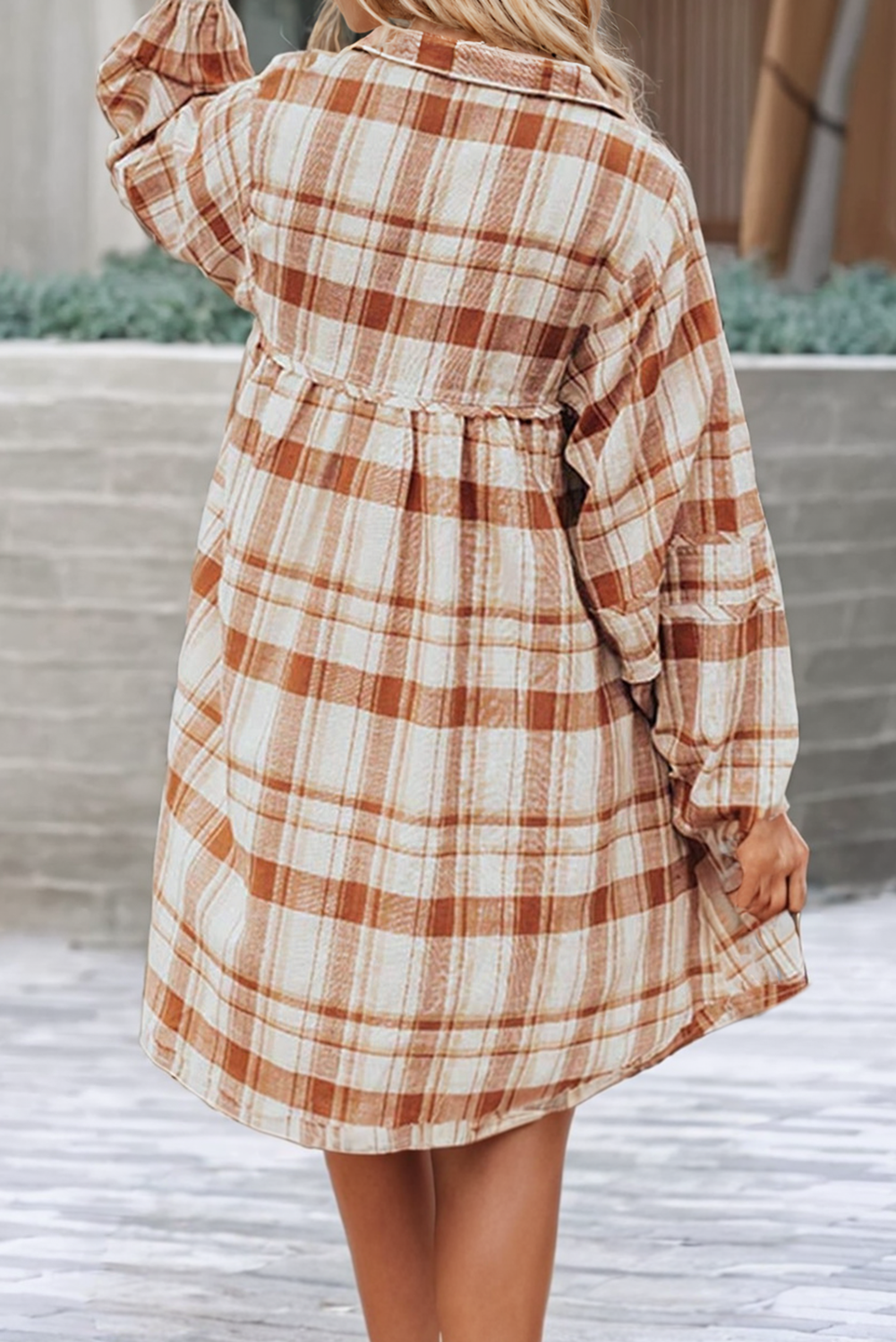 Plaid Print Babydoll Mini Dress